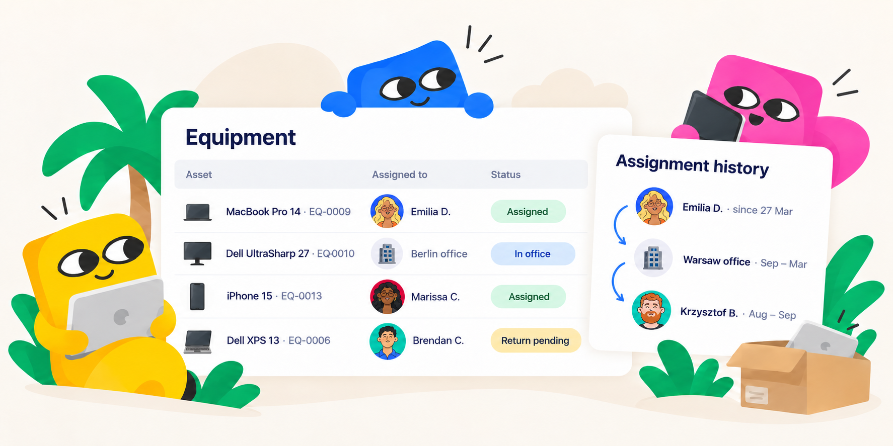 Introducing Company Equipment in Teamtopia